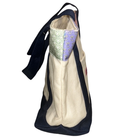 Vineyard Vines Canvas Fabric Whale Sailboat Palm Tree Golf Printed Tote Bag - Picture 7 of 14